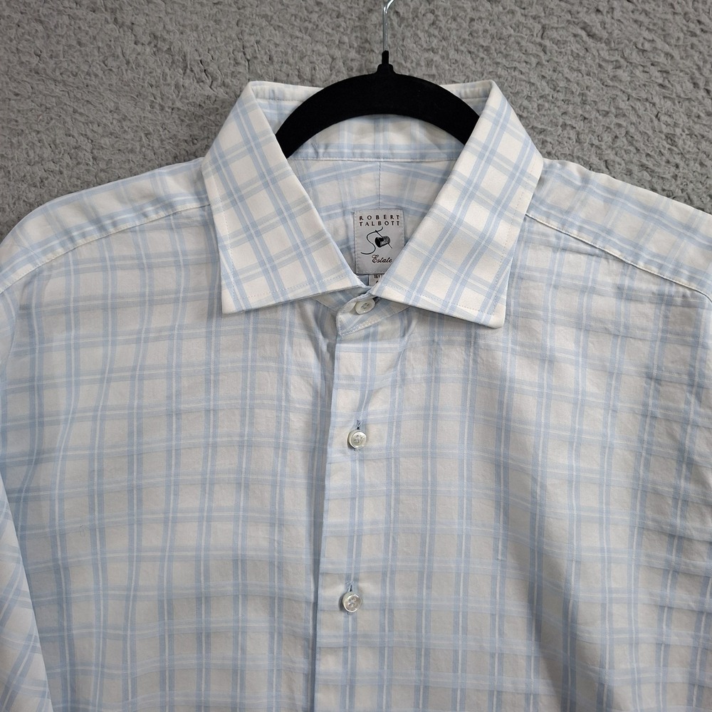 Robert Talbott Estate Mens Blue White Check Button Up Shirt 16.5-42 L